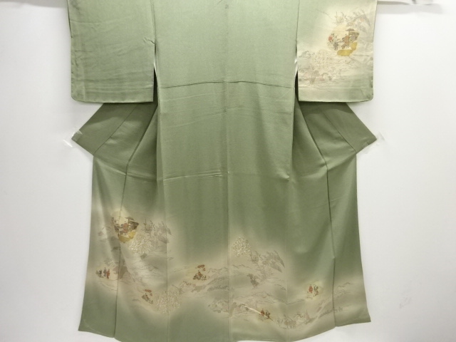 JAPANESE KIMONO / HOMONGI / UNUSED / CHIRIMEN / PEOPLE IN THE PAST